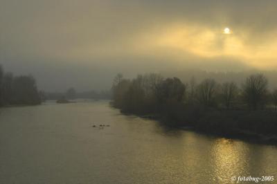 Sun over Willamette River