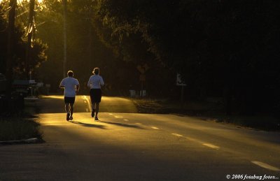 Jogging in light of the setting sun