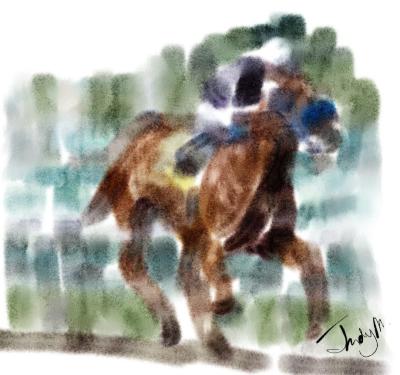 horse-rider - a watercolor
