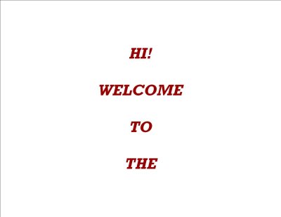 Welcome Pages