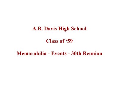 Memorabilia - Events - 30th Reunion