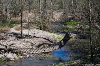 Suspension bridge destroyed