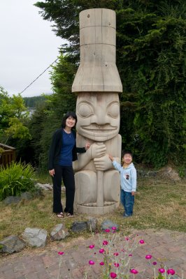 With Mummy By Totem Pole