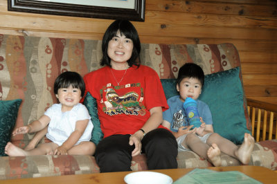 With Mummy and Brother At The Log Cabin Tofino