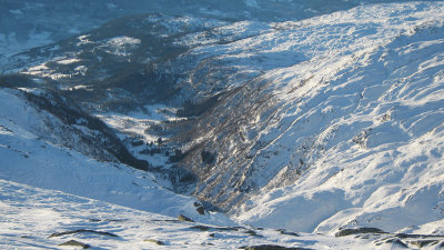 view from the top and one of possible downhils - Dalsbotnen