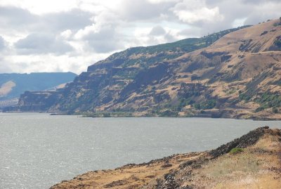 Along the north side of the Columbia River east of Hood River