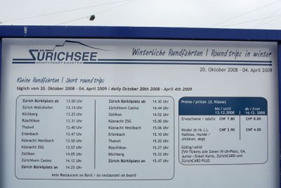 Lake Zurich ferry short roundtrip schedule