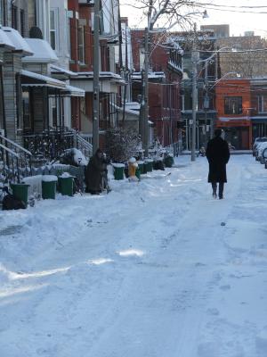 sweeping snow