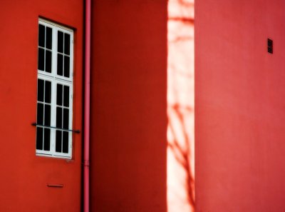 Shadow on pink house