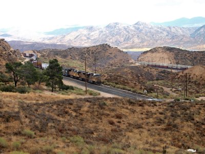 UP train idling on upper track at summit