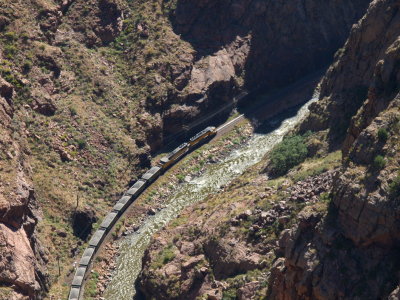 UP gravel train in the Royal Gorge, CO