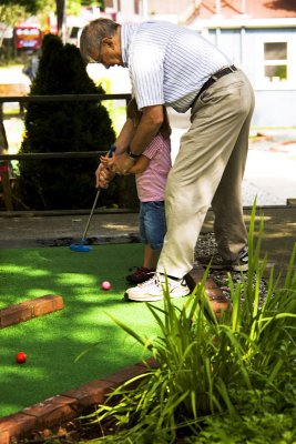 And pappa will show you how to hit the ball.