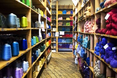 Aug. 14: We stop at Halycon Yarn on the way south where....