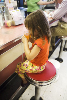 Aug. 23: Lorelei gets her first treat at a soda fountain....it's....