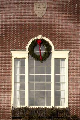 ...The Library window w/ holiday decor...