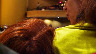 Mar. 28: Symphony Day and a tender moment between Mom and eight year old....love that red hair!