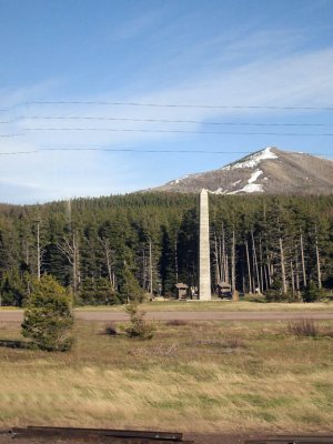 We ride the train through the park and see the monument to the Continental Divide.
