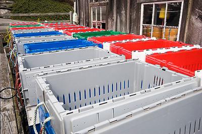 And around the corner, colorful crates line...