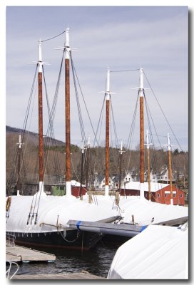 The schooners are still 'buttoned up' for winter.