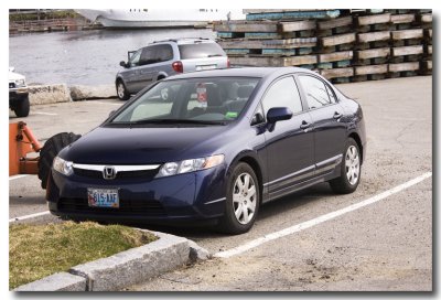 April 9: We head out to Camden/Rockport for a poetry reading....here is the new Civic.