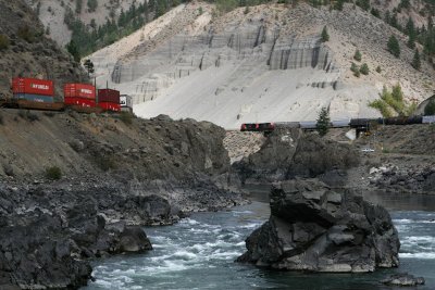 trains in Fraser River Valley