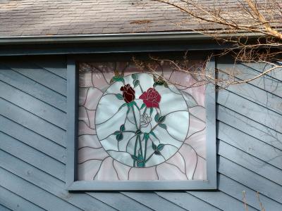 Stained glass window from the outside.