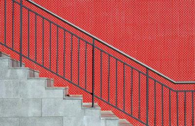 The stairs and the red wall