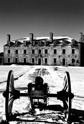 Winter time at Fort Niagara in Black and White