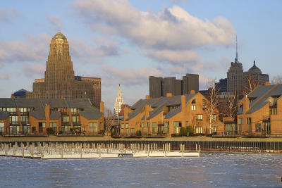 View of Buffalo from Erie Basin Marina in the Winter