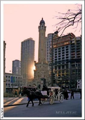 Water Tower At Sunset