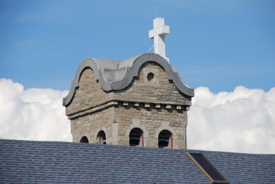 Steeple in the clouds