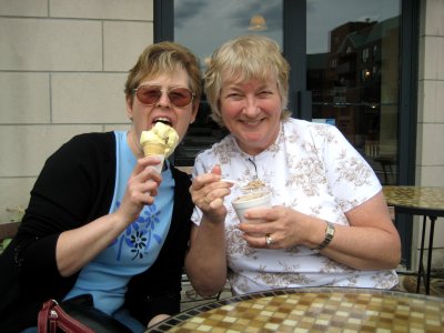 Margaret & Doris enjoying ice cream.