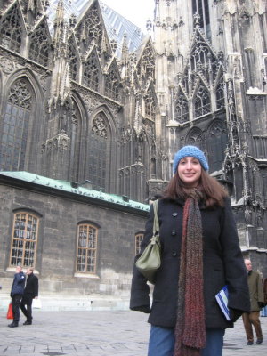 Francine outside the Cathedral