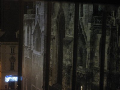 view of the Cathedral from inside the Do & Co bar