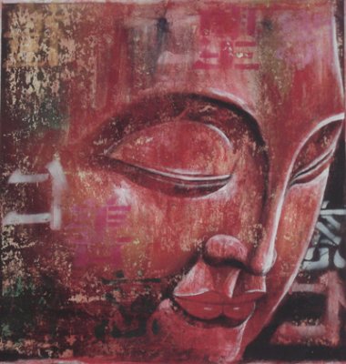 Bouddha profil rouge