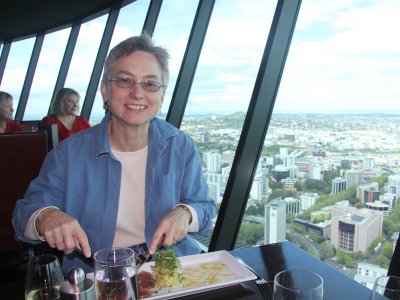 Lunch in the Sky Tower's revolving restaurant