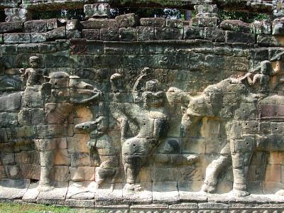 The sculptures on the walls around