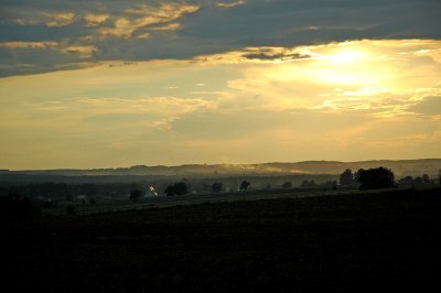 foggy summer sunset