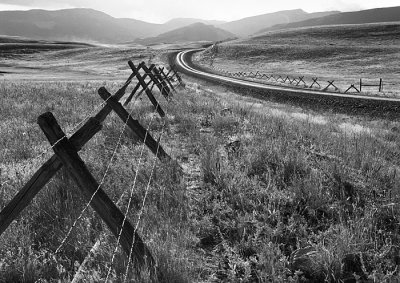 Barbed Wire Fence and Benchmark Road, Montana