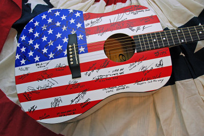 Guitar signed by wounded warriors