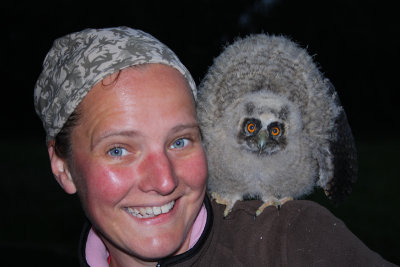 Me with Long-eared Owl - Ik met een jonge Ransuil