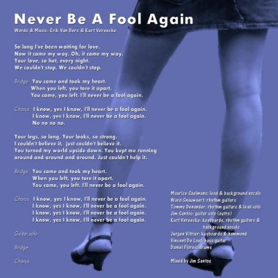 Never Be A Fool Again Lyric with background!!!