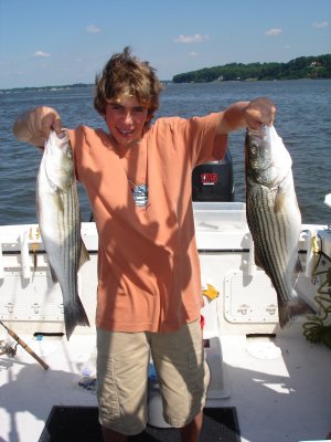 8/4/2008 Kominsky Charter - Bragging on some nice Stripers