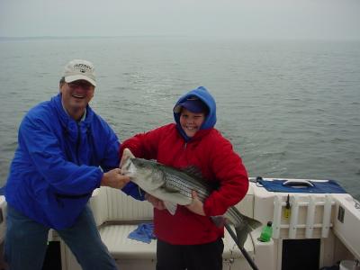 4/14/2006 Trolled up a nice 35+  Rock for release - 1st Trophy for the Crowe Charter