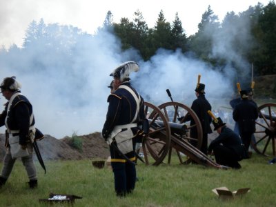 Svenska artilleriet besvarar elden