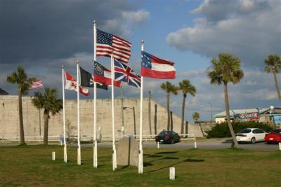 Flags at Tybee Fort