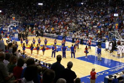 Cheer squad takes floor for KU intros