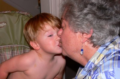 Not too old to kiss Grandma