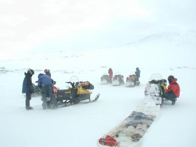 Search and Rescue Snowmobile trip up Erebus