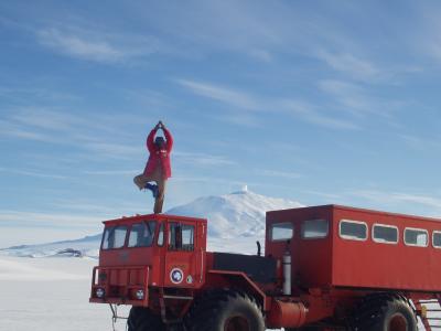 Tree pose on Delta (Nodwell replacement) with Mt. Erebus.JPG